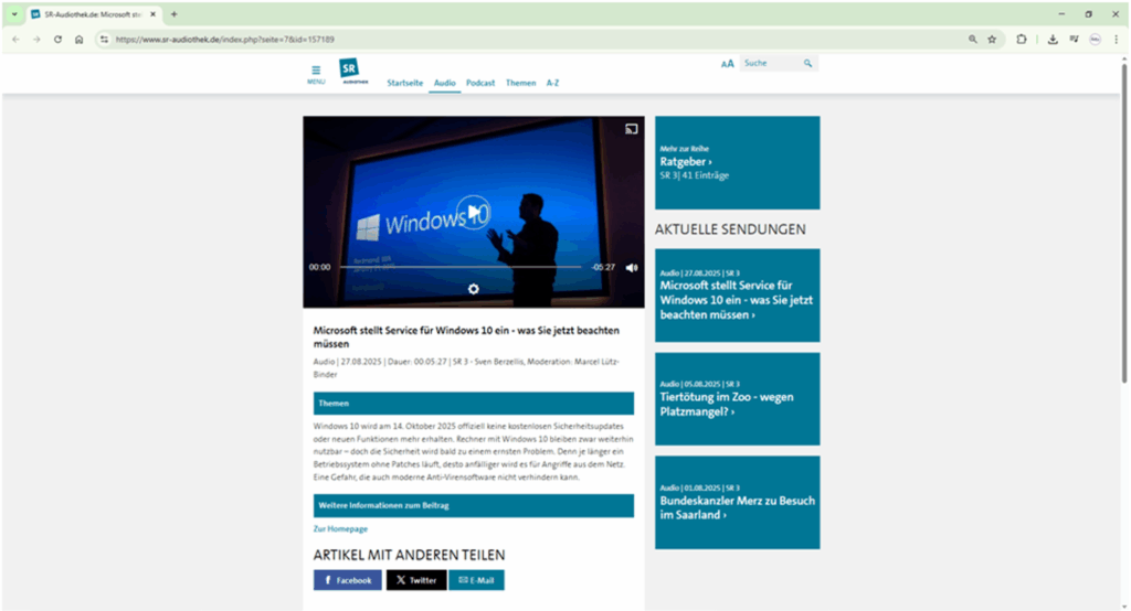 Screenshot: Webseite